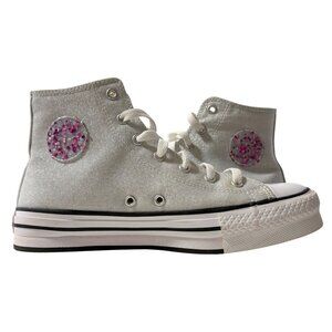 RARE Authentic Converse Women's Silver Glitter (CTAS) EVA Lift HI: Sz. 8 - A+